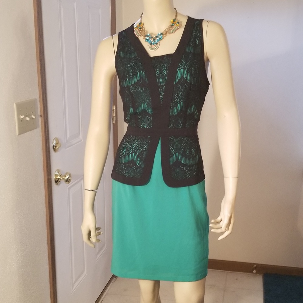Black and Green with Lace Dress S